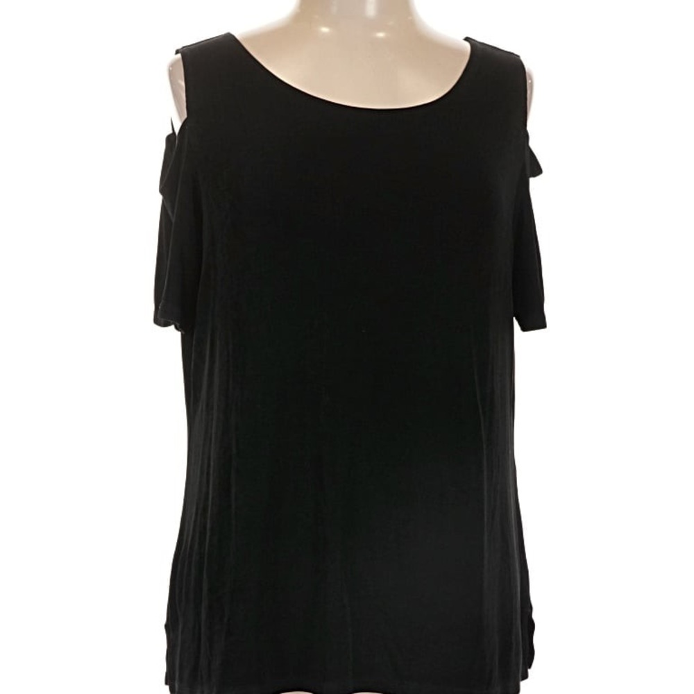 Chico's Travelers Black Cold Shoulder Blouse